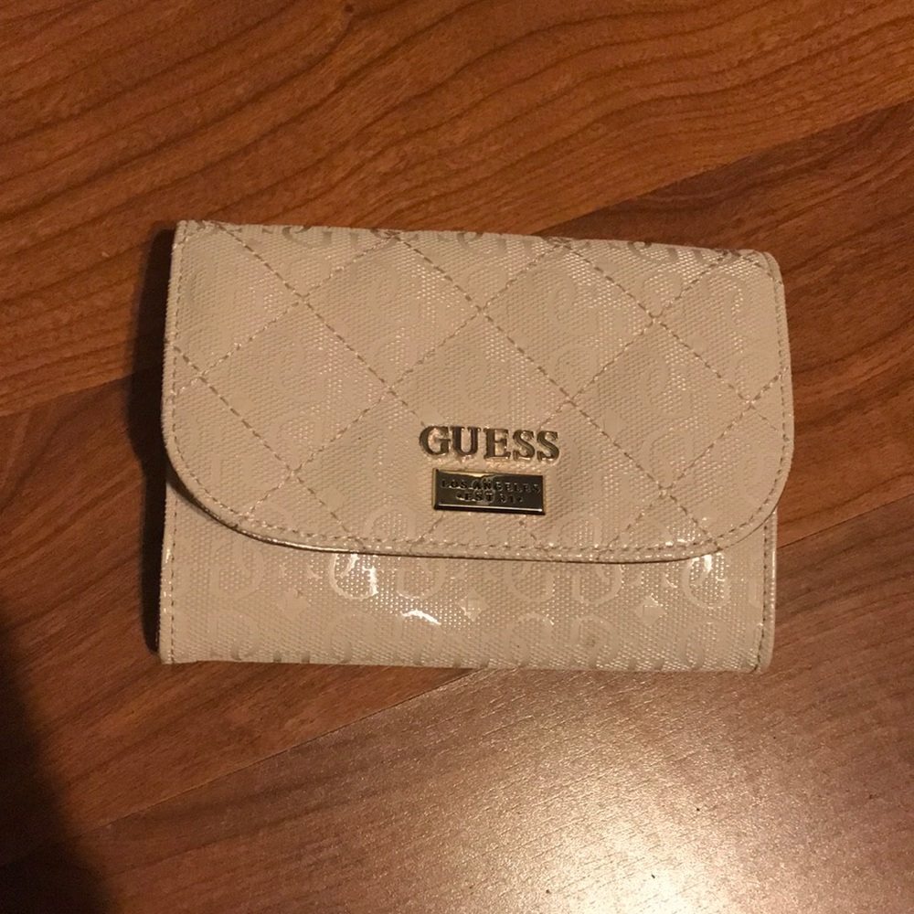 Pink leather guess wrist wallet